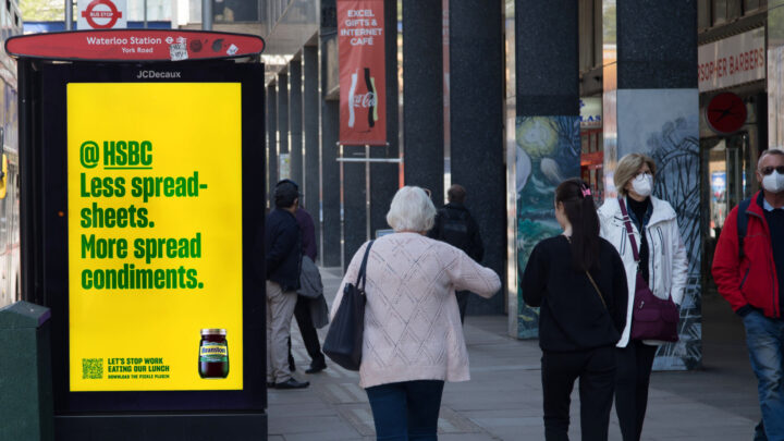 Poster with green type on a yellow background