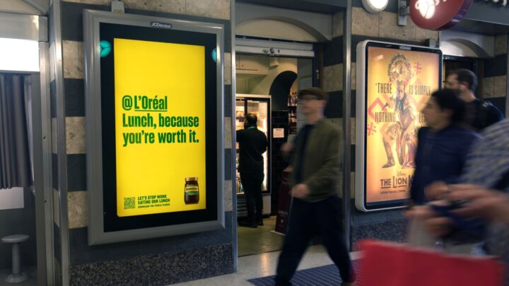 Poster with green type on a yellow background