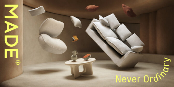 Image of a room with furniture suspended mid air.