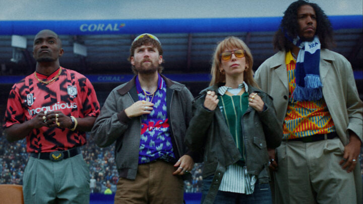 line up of football fans